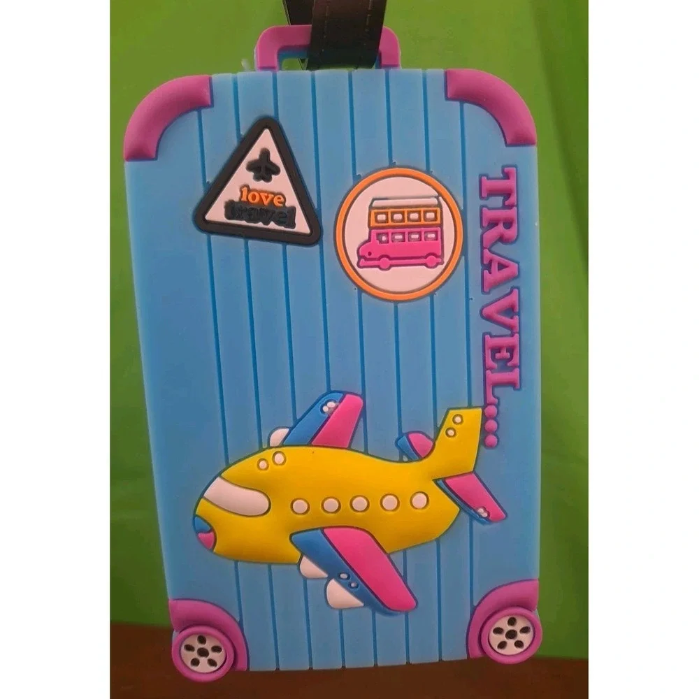 New Blue & Yellow Airplane Suitcase PVC Travel Baggage Backpack Suitcase Luggage